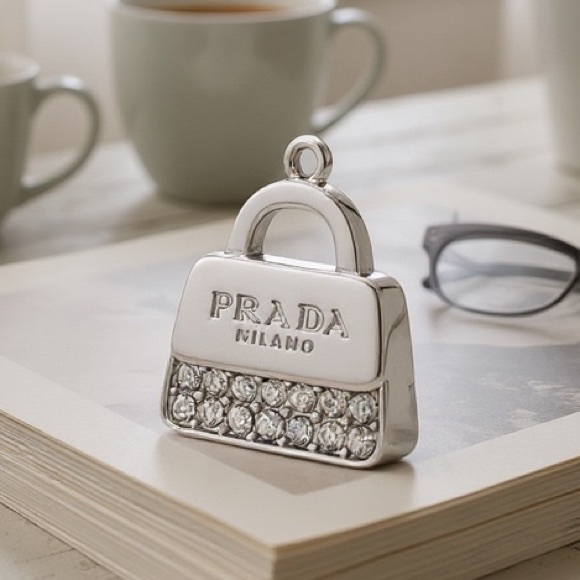 PRADA AUTHENTIC Silver Pendant Charm NEW - Picture 7 of 14